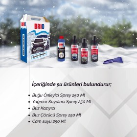 Resim Brio Kışlık Set Plus Buğu Önleyici+Yağmur Kaydırıcı+Buz Kazıyıcı+Buz Çözücü+Cam Suyu -50 Derece 