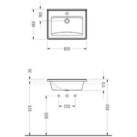Resim Serel Star 46 x 60 CM Tezgah Etajerli Lavabo 3001T x s110H 