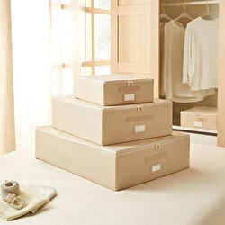 Resim 3'lü Bej Balıksırtı Destekli Hurç Set 31 X 38 X 12 + 45 X 55 X 18 + 55 X 70 X 18 Cm 