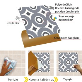 Resim Tink Kendinden Yapışkanlı Geometrik 06 Desenli Pvc Karo 30X30 cm (56 Adet) 5m2 