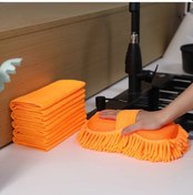 Resim Meridiangoods Orange Mikrofiber Araba Yıkama Süngeri Ve Havlu Seti 6 Parça Çiziksiz Süper Emici Yeniden Kullanılabilir 