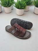 Resim Salihler 39003 Hakiki Deri Erkek Kahve Ortopedik Terlik 