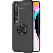Resim Xiaomi Mi 10 Kılıf Kickstand Ring Holder Siyah Microsonic