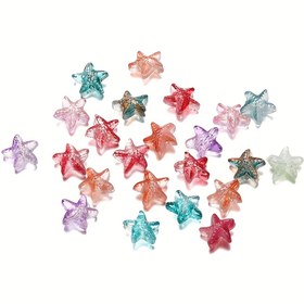 Resim 20 adet Cam Denizyıldızı Cazibe Boncukları - 15x15.5mm Çok Renkli Gevşek Boncuklar DIY Takı Yapımı için, Küpe ve Bilezikler - El Yapımı Aksesuarlar için Dayanıklı El Sanatları Malzemeleri, Bilezik Bileşenleri | İridisent Bitiş | Saydam Malzemeler, Takı Yapımı için Boncuklar 