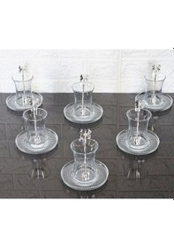 Resim 18 Parça Çay Seti Gümüş Kelebek Çay Kaşıklı 6 Bardak 6 Tabak 6 Kaşık Gümüş 