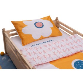 Resim Big Flower Çift Taraflı Pamuk Saten Sarı Çocuk Nevresim Seti 140x200cm 