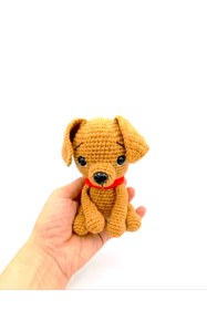 Resim MİNOHOUSE Amigurumi Minik Kahverengi Köpek Organik Oyuncak 