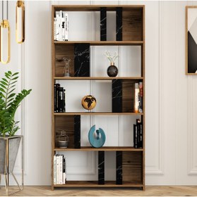 Resim Variant Mobilya Lima Çalışma Masası Ve Kitaplık Takımı V367 - Ceviz / Siyah Mermer 