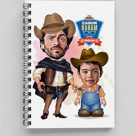 Resim Kovboy Baba ve Oğlu Karikatürlü Defter 