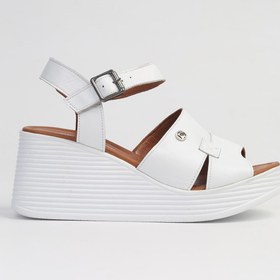 Resim Pierre Cardin ® | PC-7061 Beyaz-Kadın Dolgu Topuk Ayakkabı 