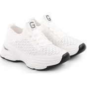 Resim Guja 25y309-3 Kadın Taşlı Triko Streç Kalın Taban Spor Ayakkabı Beyaz 