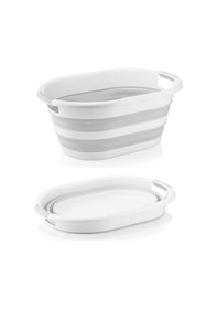 Resim Omnipazar Ak-702 Katlanır Sele Çamaşır Sepeti Küçük Boy Eyaz - Gri Beyaz - Gri 