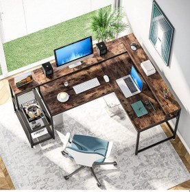 Resim Zizuva Tasarım L Model Tel Raflı Çalışma Masası 