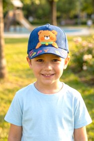 Resim AYDINER TEKSTİL 3D Happy Bear Ayıcık Figürlü Eğlenceli Erkek Çocuk Şapka 