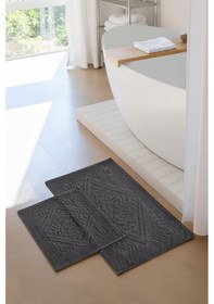 Resim Soley Violeta 2'li Banyo Paspas Seti Kaymaz Taban %100 Pamuk 60x100 - 50x60 Cm Antrasit 