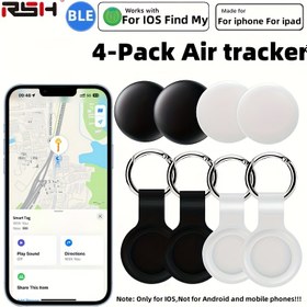 Resim 4'lü Paket Air-Tracker GPS Dünya Çapında Konumlandırma Akıllı Bulucu, Kablosuz Kayıp Önleyici Cihaz, IOS için iPhone Find My (Yalnızca IOS), Yaşlılar, Arabalar, Evcil Hayvanlar, Cüzdanlar, Valizler, Anahtarlar İçin Uygun, Değiştirilebilir Pil & Gizlilik Koruma, Aile Paylaşımı Desteği 