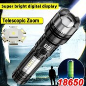 Resim 1 adet Taktiksel El Feneri, 5 Modlu 2000 Yüksek Lümen LED El Feneri Kamp, Bisiklet, Yürüyüş, Açık Hava, Ev Acil Durumları için - USB Şarj Edilebilir, ABS Gövde, 150m Menzil, 2000 Lümen, Acil Durum LED Işığı | Şık Siyah El Feneri | Dayanıklı LED Fener 
