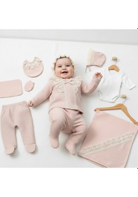 Resim Milays 0-3 Ay Kız Bebeklere Organik Pamuk Premium Kalite Ara Dantel Stil 10 Lu Takım Gül Kurusu 