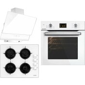 Resim Kumtel White Lake 17-17 Beyaz Cam 3lü Ankastre Set 