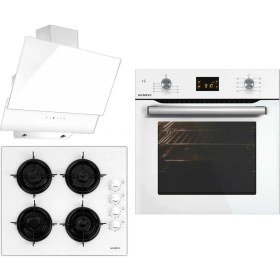 Resim Kumtel White Lake 17-17 Beyaz Cam 3lü Ankastre Set 