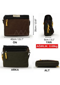 Resim Cappadocia Vintage 4009 Omuz Postacı Kahve 15.6 Laptop Çantası Kahverengi - Siyah 