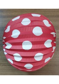 Resim Karpuz Fener Kırmızı Beyaz Puantiyeli 20cm 