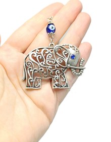 Resim biuti Nazar Boncuklu Metal Fil Dikiz Ayna Süsü /Yeni Araba Ayna Süsü Nazar Boncuğu Hediyelik Aksesuar 