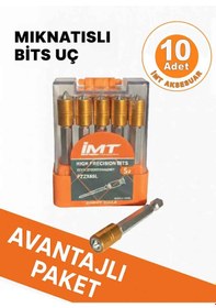 Resim İmt Aksesuar Mıknatıslı Bits Uç 10 Adet Ph2 65 Mm Yıldız Vida Tutucu Sökme Yıldız Matkap Vidalama Ucu S2 Çeliği 