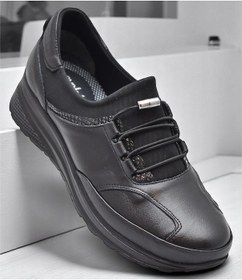 Resim 2000 Tam Ortopedik Hafif Dolgu Taban Günlük Hakiki Deri Kadın Ayakkabı Anne Ayakkabısı Siyah 