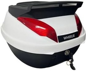 Resim WHEELIE XT63-W 42 Litre Motosiklet Arka Çanta Beyaz Su Geçirmez ABS Top Case Bagaj Üniversal 