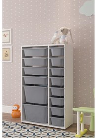 Resim Pratico Çok Amaçlı Oyuncak Dolabı Gri 2D4K8U Gri 