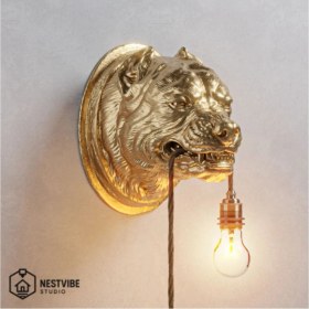 Resim Dekoratif Pitbull Başlı Şık ve Modern Duvar Lambası Nestvibe Özel Seri (Ampul ) 
