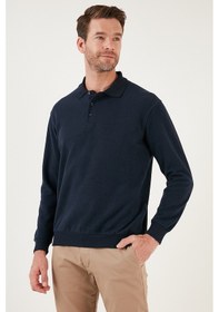 Resim Buratti Pamuk Karışımlı Regular Fit Erkek Polo Yaka Kazak 456223 Lacivert 