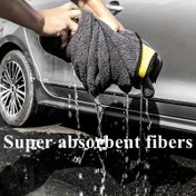 Resim Süper Emici Mikrofiber Araba Yıkama Havlusu - Ekstra Büyük, Kalın Peluş Detaylı Bez, Sarı Detaylarla, Araç Bakımı ve Ev Temizliği için İdeal, Araç Detaylı Bez | Peluş Mikrofiber Havlu | Emici Kumaş 