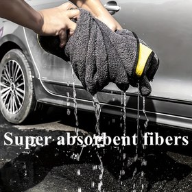 Resim Süper Emici Mikrofiber Araba Yıkama Havlusu - Ekstra Büyük, Kalın Peluş Detaylı Bez, Sarı Detaylarla, Araç Bakımı ve Ev Temizliği için İdeal, Araç Detaylı Bez | Peluş Mikrofiber Havlu | Emici Kumaş 