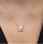 Resim Taşlı Fil Altın Kolye 