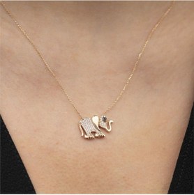 Resim Taşlı Fil Altın Kolye 