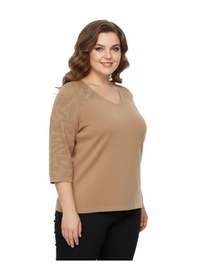 Resim Lavella Kadın V Yaka Yaka Truva Kol Kazak Bgl-st05081 Camel 