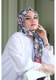 Resim Afvente Çiçek Desen Turuncu Pamuk Şal Çok Renkli 