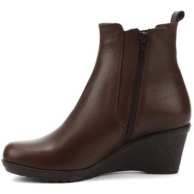 Resim Gönderi R Kahve Antik Fermuarlı Dolgu Topuklu Hakiki Deri Chelsea Bot Kahve 