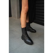 Resim Elisha Butik Mendy Siyah Rernkli Hakiki Deri Kadın Postal 