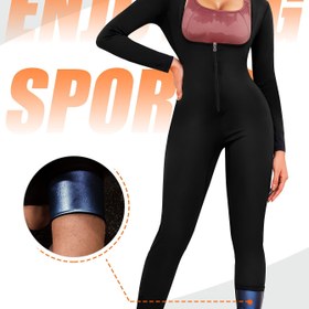 Resim Kadınlar için Tam Vücut Sauna Takımı, Ayarlanabilir Bel Eğitmeni ile - Yeşil ve Gri, Uzun Kollu, Spor Salonu, Yoga ve Ev Kullanımı için Tam Kapsama, Sauna Aksesuarları, Yoga Kıyafeti, Şık Tasarım, Rahat Uygunluk 