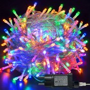 Resim 1 adet 300/200/100LED Fişe takılabilen peri tipi bahçe Noel dekorasyon ışıkları, Noel dekorasyon ışıkları, 8 modlu zamanlanmış hafıza fonksiyonu ile iç ve dış mekan Noel ağacı parti dekorasyonu için Noel sıçramaya dayanıklı (Sıcak Beyaz Renk) 