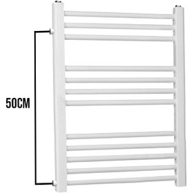 Resim TOPRAK HAVLUPAN 50/70cm 10 Borulu Beyaz Yandan Girişli Havlupan Radyatör Banyo Isıtıcı Aks 50cm 