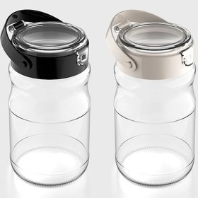 Resim Renga Mono 1700 Ml 2'li Cam Kavanoz Seti 131072 Siyah-bej Renkli 