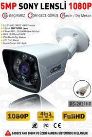 Resim IDS 5mp Sony Lensli 1080p 6 Atom Led Gece Görüşlü Su Geçirmez Plastik Kasa Fullhd Güvenlik Kamerası 2021 
