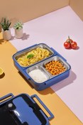 Resim Genel Markalar 1392-2 Çelik Hazneli 3 Bölmeli Beslenme Kutusu Lunchbox Sefer Tası - Mavi H&A 1150700 