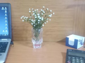 Resim 2 Adet Vazo Dahil,vazoda Çiçek,beyaz Yapay Çiçek,vazo Dekoratif Kristal Damlalı 6x6x19cm Çok Renkli 