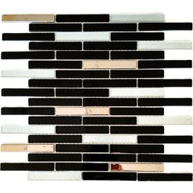 Resim MozaiKristaL Mutfak Tezgah Araı Kristal Cam Mozaik. Cam Ölçüsü: 15X98 Mm. File Ölçüsü: 30X30 Cm. ( 1 Kutu = 11 File Karo = 1 M2 Fiyatıdır. ) 