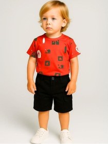 Resim Jack Lions Erkek Bebek Pamuklu Desenli T-shirt-15626 Turuncu 